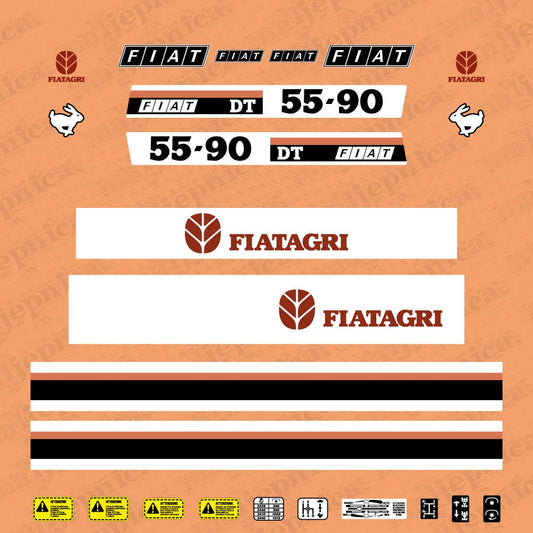 Fiat Fiatagri 55-90DT Aftermarket Replacement Tractor Decal Sticker Set