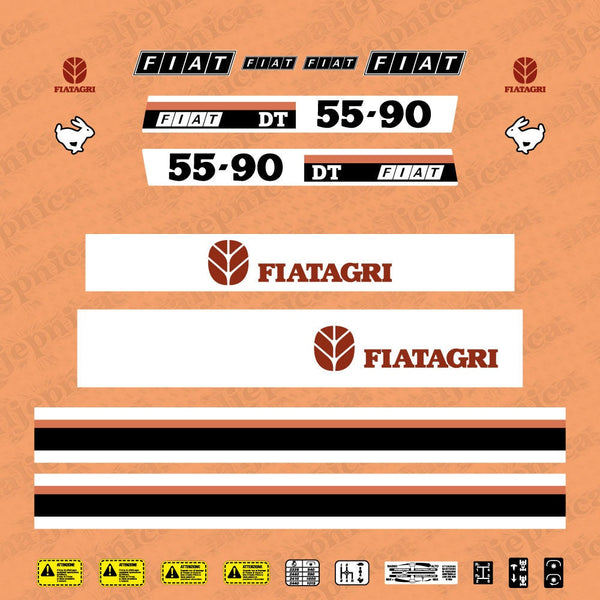 Fiat Fiatagri 55-90DT Aftermarket Replacement Tractor Decal Sticker Set