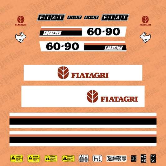 Fiat Fiatagri 60-90 Aftermarket Replacement Tractor Decal Sticker Set