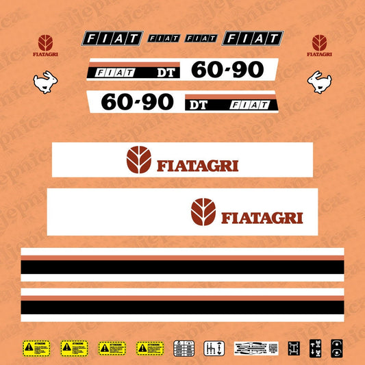 Fiat Fiatagri 60-90DT Aftermarket Replacement Tractor Decal Sticker Set