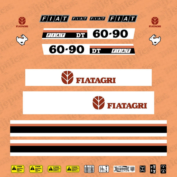 Fiat Fiatagri 60-90DT Aftermarket Replacement Tractor Decal Sticker Set