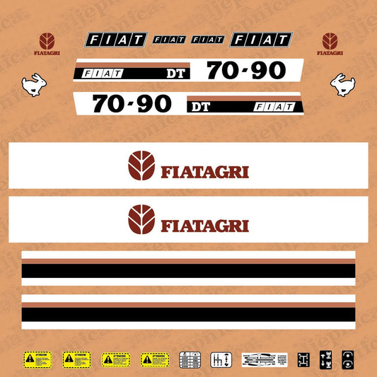 Fiat Fiatagri 70-90 DT Aftermarket Replacement Tractor Decal Sticker Set