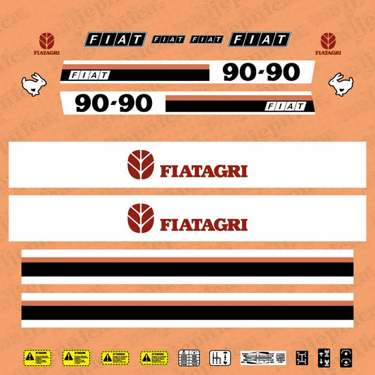 Fiat Fiatagri 90-90 Aftermarket Replacement Tractor Decal Sticker Set