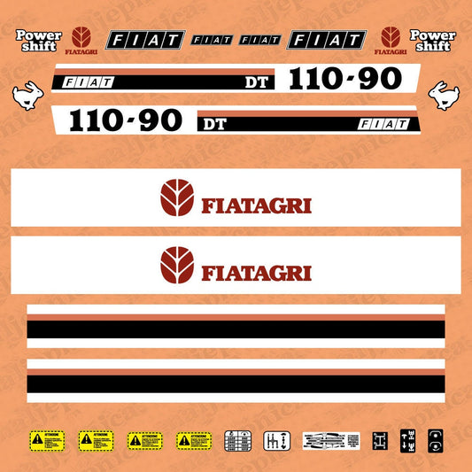 Fiat Fiatagri 110-90DT Aftermarket Replacement Tractor Decal Sticker Set