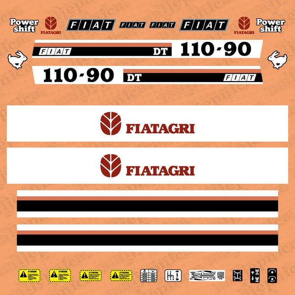 Fiat Fiatagri 110-90DT Aftermarket Replacement Tractor Decal Sticker Set