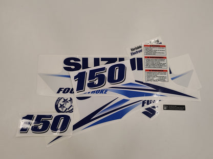 Suzuki 150 Four Stroke BLUE (2010) Aftermarket Replacement Outboard Decal Sticker Set