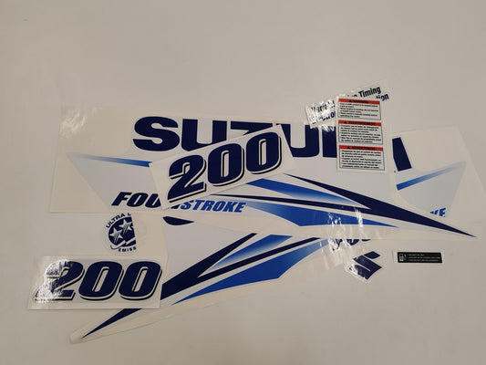 Suzuki 200 Four Stroke BLUE (2010) Aftermarket Replacement Outboard Decal Sticker Set