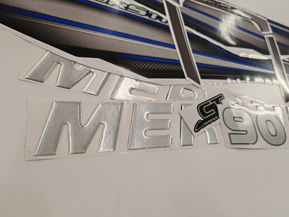 Mercury 90 Four Stroke 2013+ BLUE aftermarket replacement outboard decal / sticker set / Mercury with 3D letters