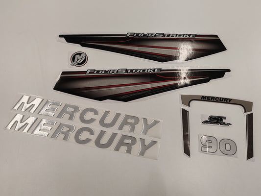Mercury 90 Four Stroke 2013+ RED aftermarket replacement outboard decal / sticker set / Mercury with 3D letters