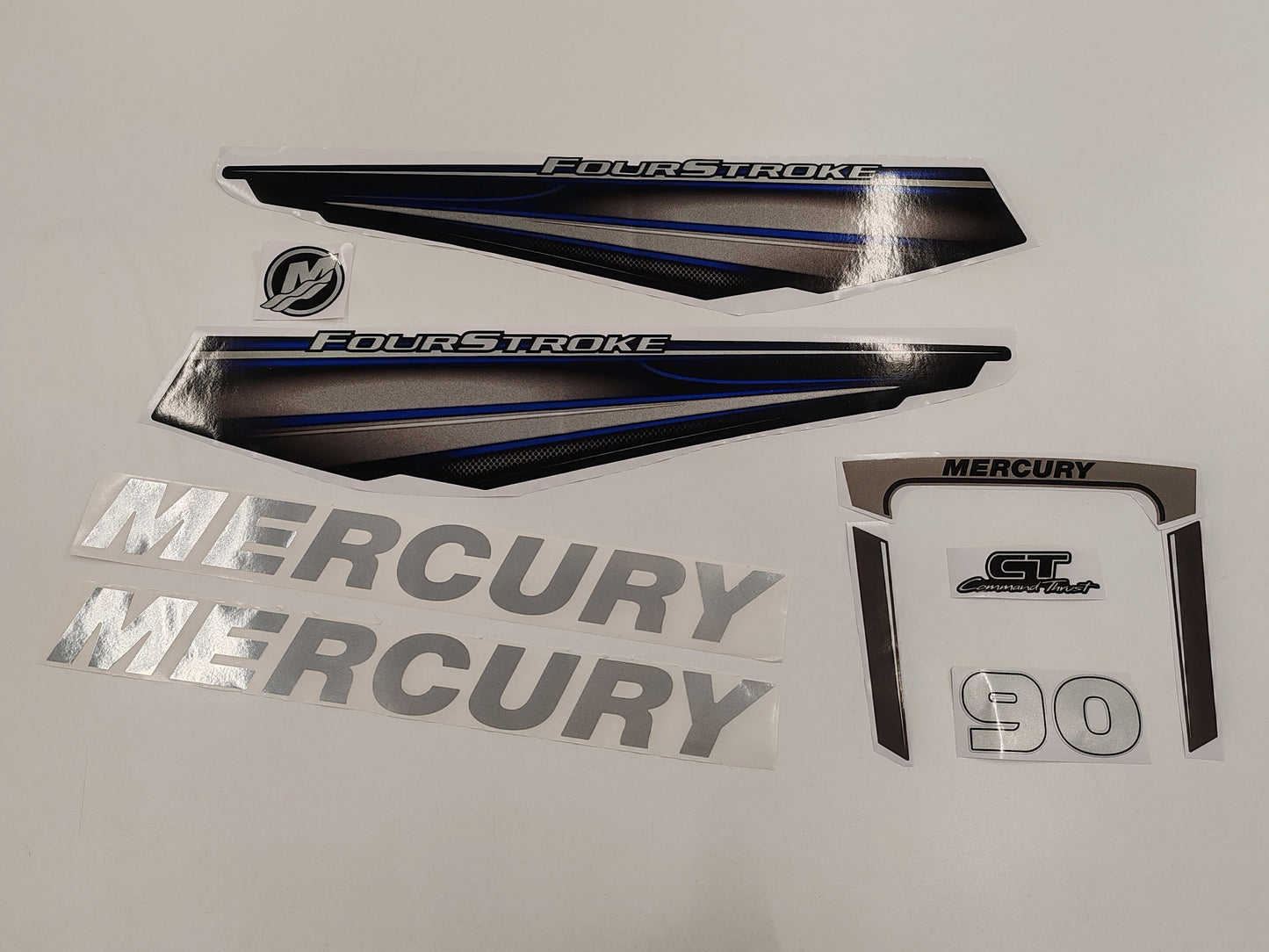 Mercury 90 Four Stroke 2013+ BLUE Aftermarket Replacement outboard decal / sticker set