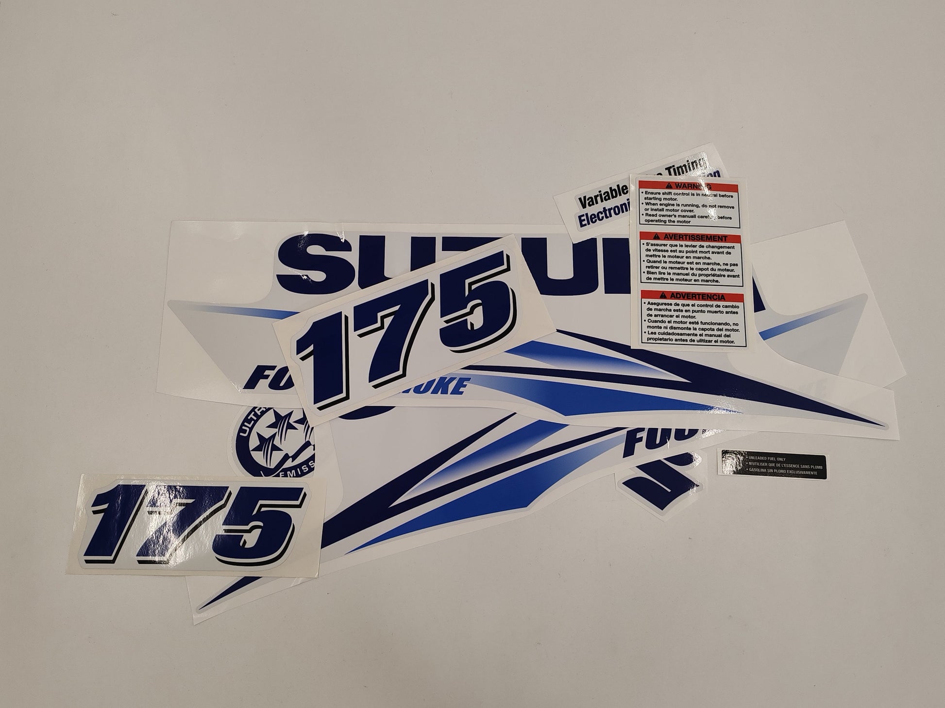 Suzuki 175 Four Stroke BLUE (2010) Aftermarket Replacement Outboard Decal Sticker Set