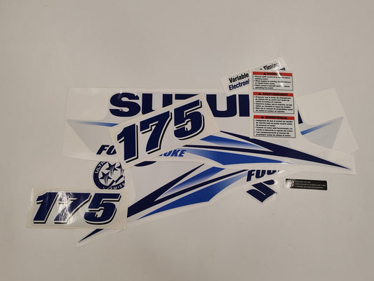 Suzuki 175 Four Stroke BLUE (2010) Aftermarket Replacement Outboard Decal Sticker Set