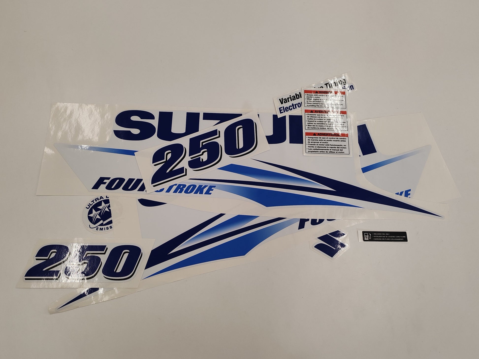 Suzuki 250 Four Stroke BLUE (2010) Aftermarket Replacement Outboard Decal Sticker Set