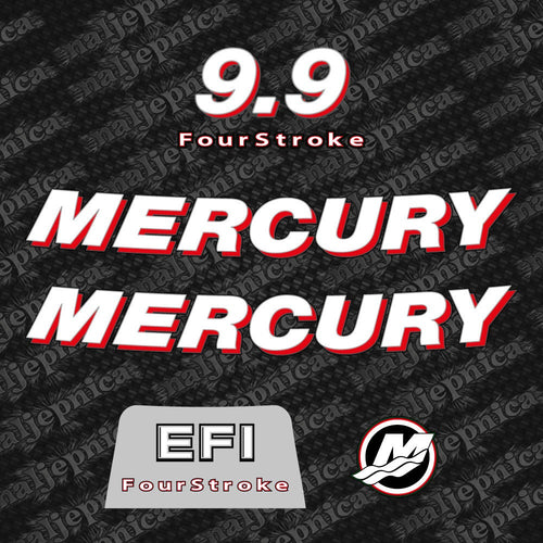 Mercury 9.9 Four Stroke EFI 2006-2012 Aftermarket Replacement Outboard Decal Sticker Set