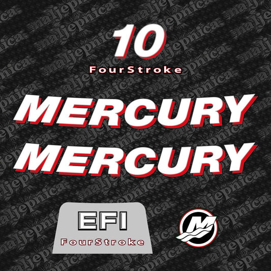 Mercury 10 Four Stroke EFI 2006-2012 Aftermarket Replacement Outboard Decal Sticker Set