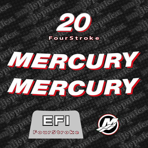 Mercury 20 Four Stroke EFI 2006-2012 Aftermarket Replacement Outboard Decal Sticker Set