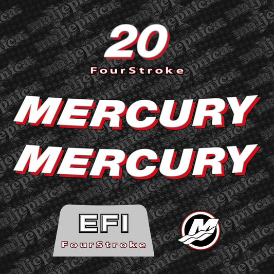 Mercury 20 Four Stroke EFI 2006-2012 Aftermarket Replacement Outboard Decal Sticker Set