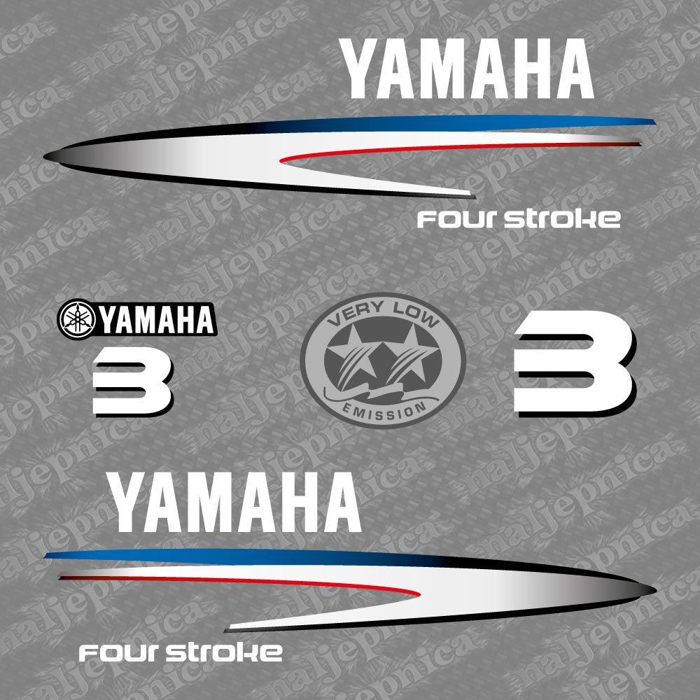 Yamaha 3 Four Stroke (2002-2006) Aftermarket Replacement Outboard Decal Sticker Set