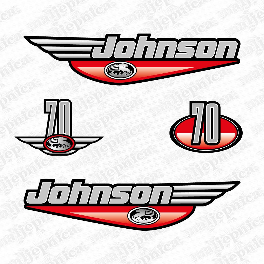 Johnson 70 Outboard (1992 - 2000) Red Aftermarket Replacement Decal / aufkleber / adesivo / Sticker Set