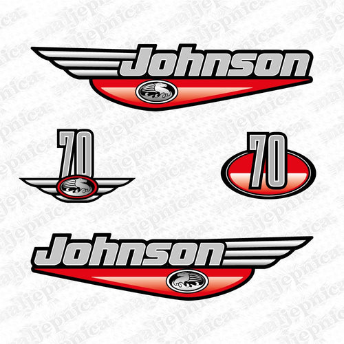 Johnson 70 Outboard (1992 - 2000) Red Aftermarket Replacement Decal / aufkleber / adesivo / Sticker Set