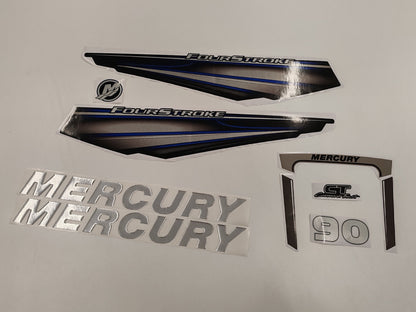 Mercury 90 Four Stroke 2013+ BLUE aftermarket replacement outboard decal / sticker set / Mercury with 3D letters