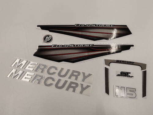 Mercury 115 Four Stroke 2013+ RED aftermarket replacement outboard decal / sticker set / Mercury with 3D letters