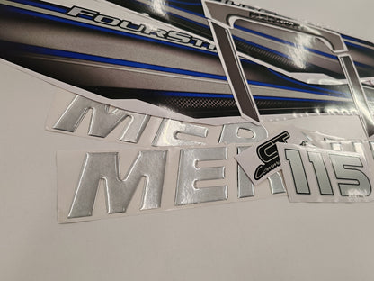 Mercury 115 Four Stroke 2013+ BLUE aftermarket replacement outboard decal / sticker set / Mercury with 3D letters