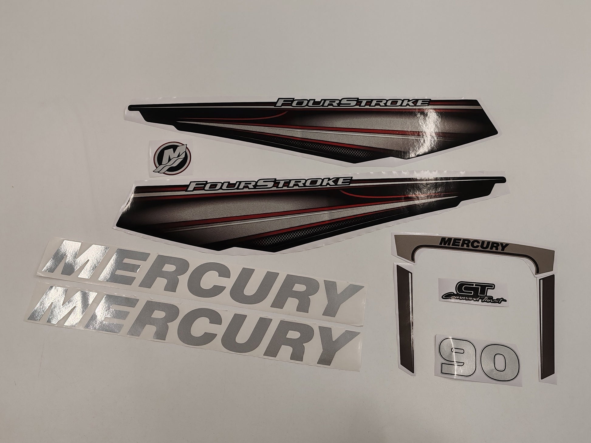 Mercury 90 Four Stroke 2013+ RED Aftermarket Replacement outboard decal / sticker set