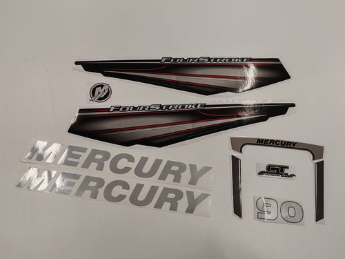 Mercury 90 Four Stroke 2013+ RED Aftermarket Replacement outboard decal / sticker set