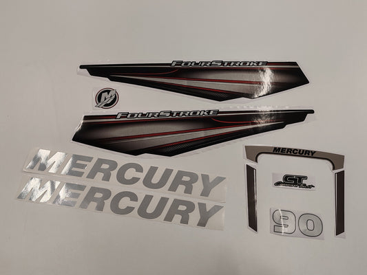 Mercury 90 Four Stroke 2013+ RED Aftermarket Replacement outboard decal / sticker set
