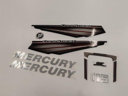 Mercury 115 Four Stroke 2013+ RED aftermarket replacement outboard decal / sticker set