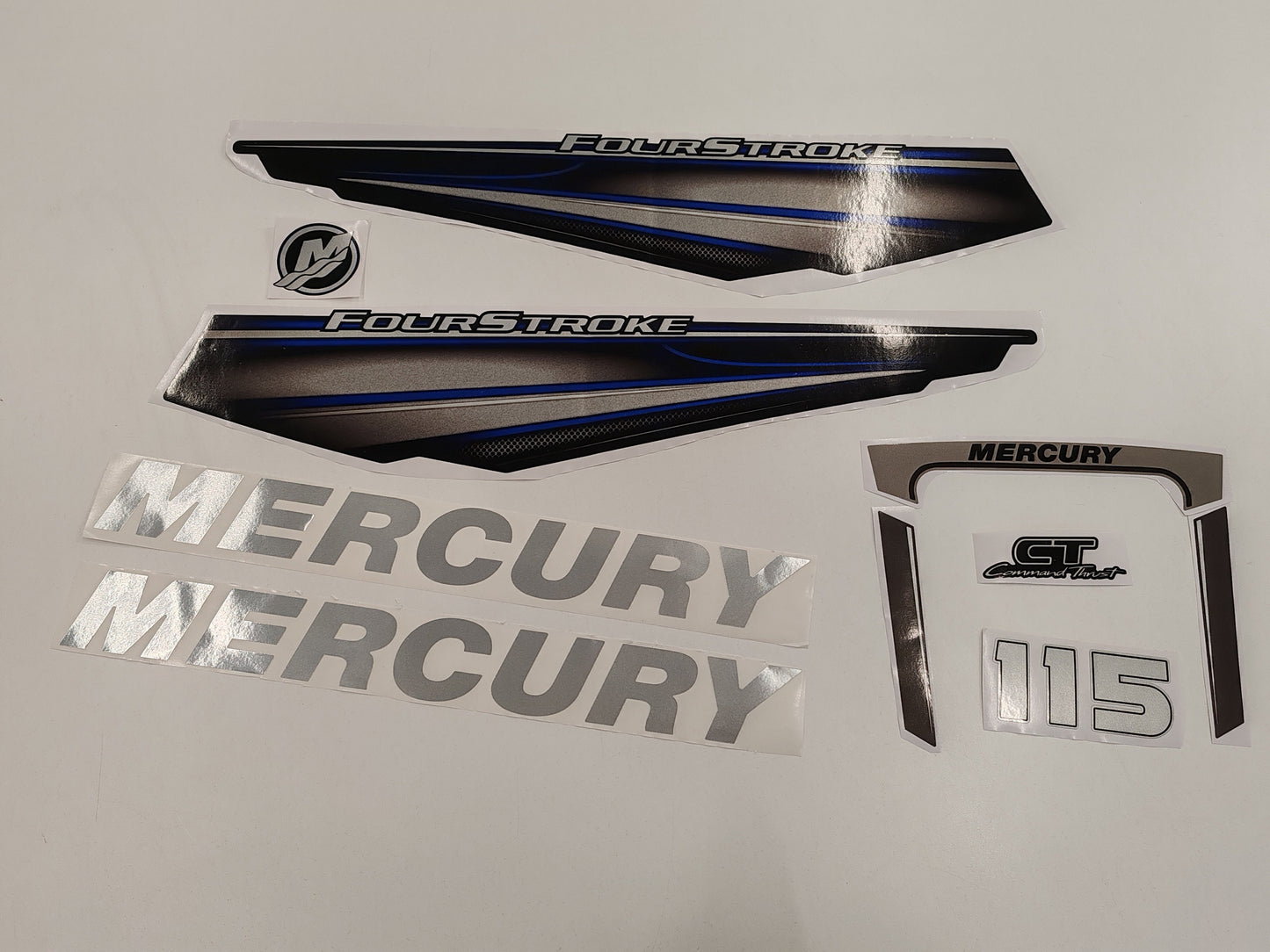 Mercury 115 Four Stroke 2013+ BLUE aftermarket replacement outboard decal / sticker set