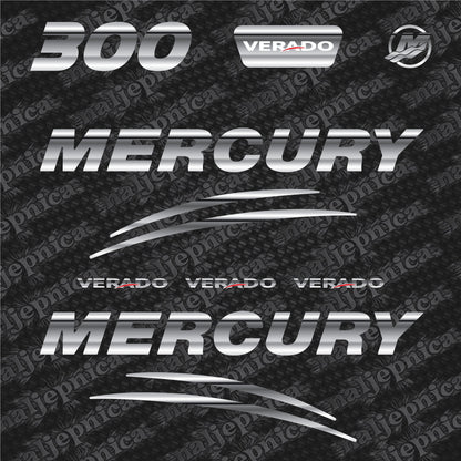 Mercury 300 Verado (2017) 3D Aftermarket Replacement Outboard Decal Sticker Set