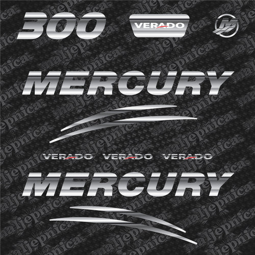 Mercury 300 Verado (2017) 3D Aftermarket Replacement Outboard Decal Sticker Set
