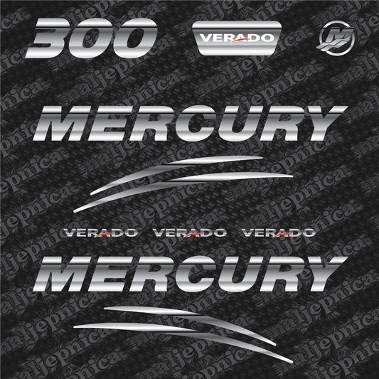 Mercury 300 Verado (2017) 3D Aftermarket Replacement Outboard Decal Sticker Set