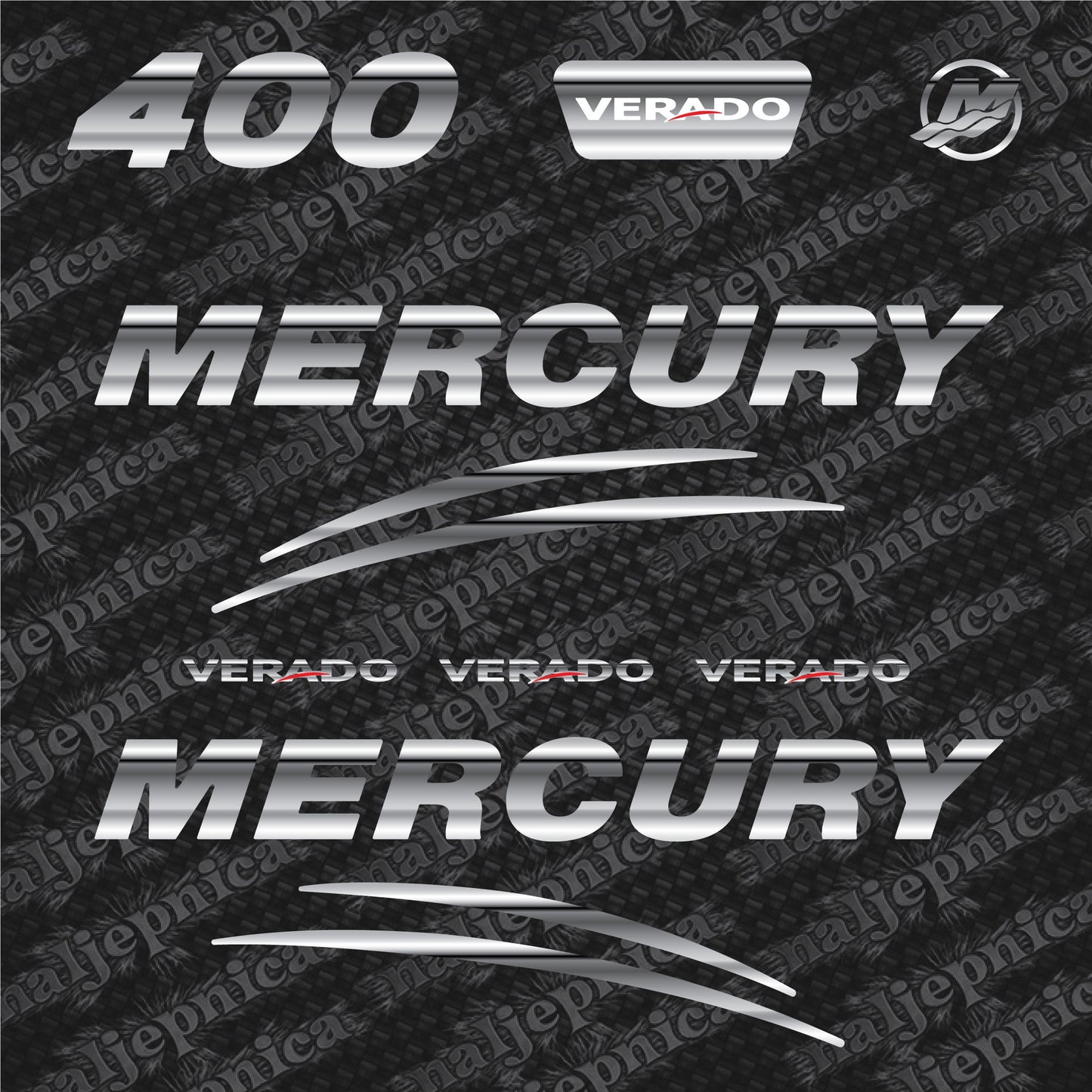 Mercury 400 Verado (2017) 3D Aftermarket Replacement Outboard Decal Sticker Set