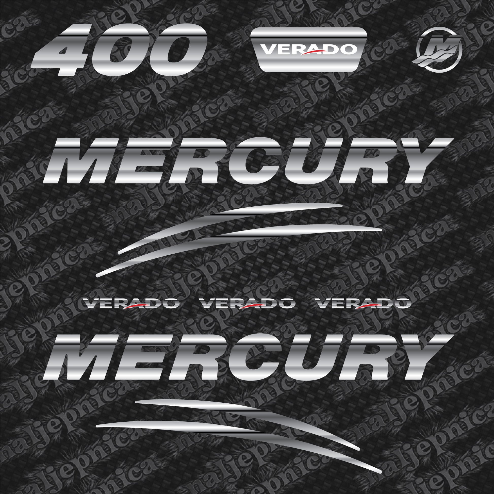 Mercury 400 Verado (2017) 3D Aftermarket Replacement Outboard Decal Sticker Set