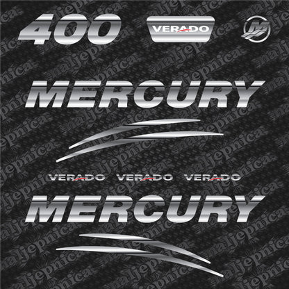 Mercury 400 Verado (2017) 3D Aftermarket Replacement Outboard Decal Sticker Set
