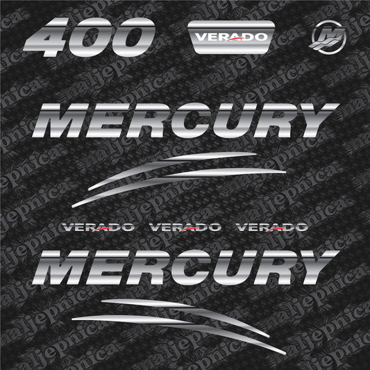 Mercury 400 Verado (2017) 3D Aftermarket Replacement Outboard Decal Sticker Set