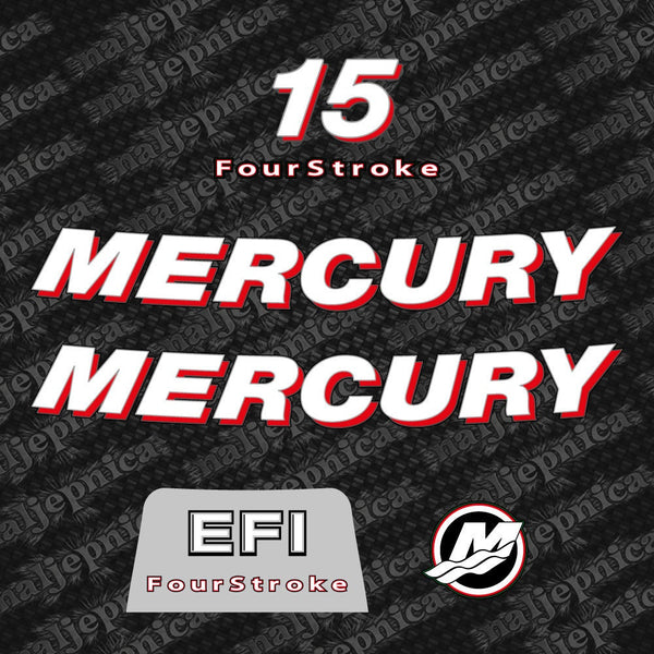 Mercury 15 Four Stroke EFI 2006-2012 Aftermarket Replacement Outboard Decal Sticker Set