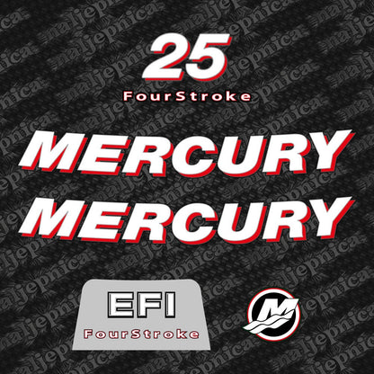 Mercury 25 Four Stroke EFI 2006-2012 Aftermarket Replacement Outboard Decal Sticker Set