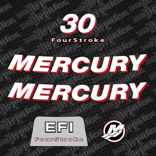 Mercury 30 Four Stroke EFI 2006-2012 Aftermarket Replacement Outboard Decal Sticker Set
