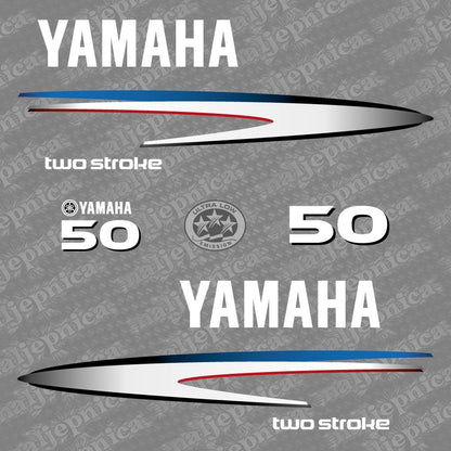 Yamaha 50 Two Stroke (2002-2006) Aftermarket Replacement Outboard Decal Sticker Set