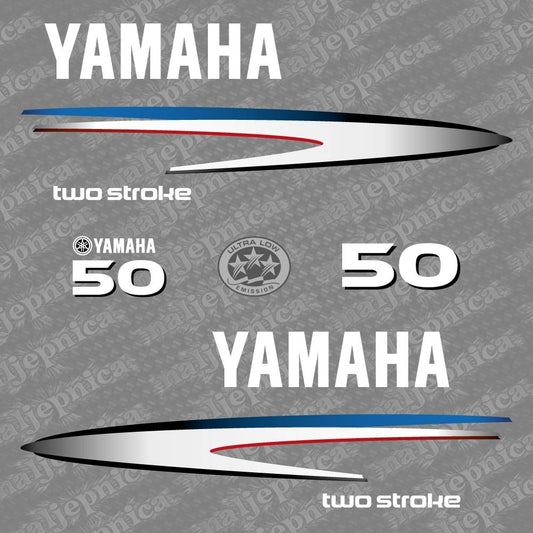 Yamaha 50 Two Stroke (2002-2006) Aftermarket Replacement Outboard Decal Sticker Set