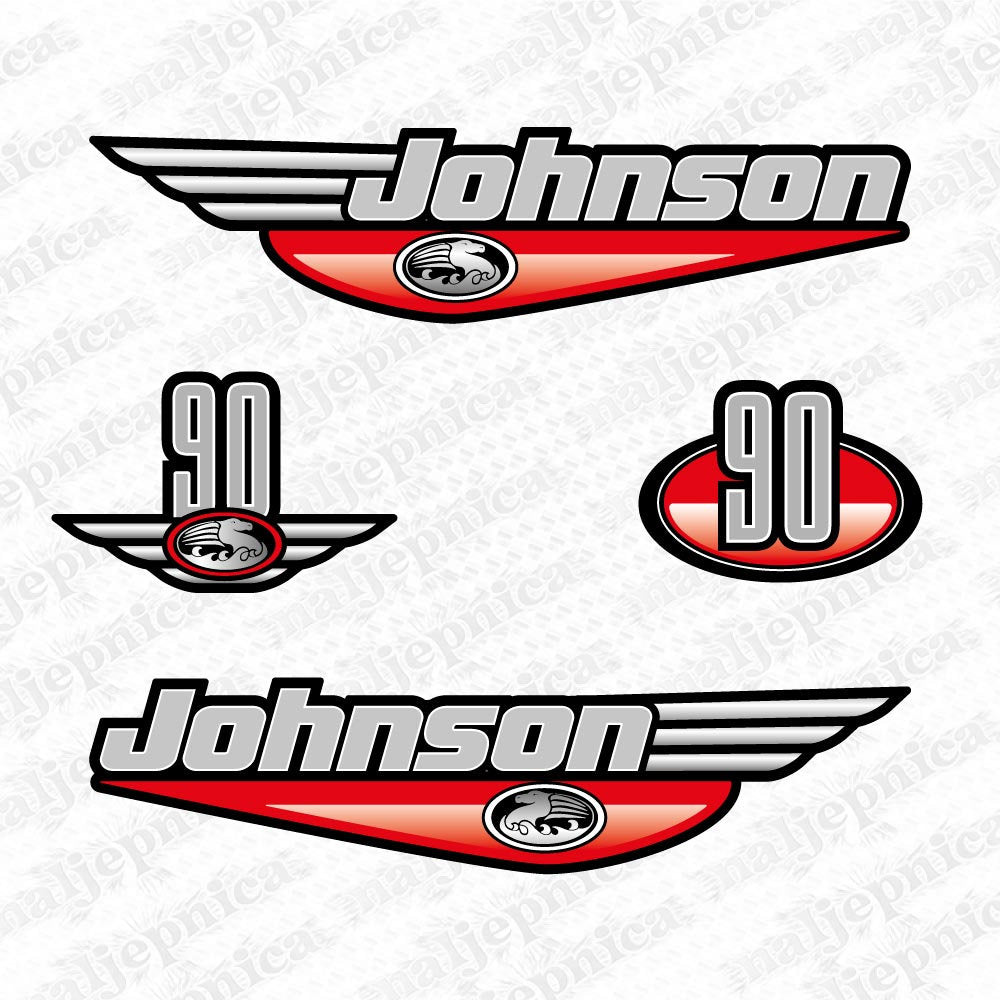 Johnson 90 Outboard (1992 - 2000) Red Aftermarket Replacement Decal / aufkleber / adesivo / Sticker Set