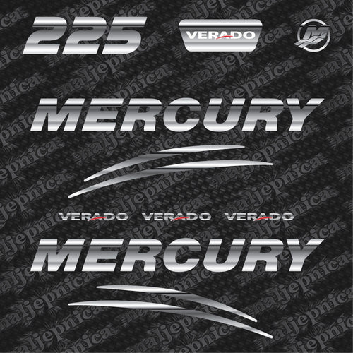 Mercury 225 Verado (2017) 3D Aftermarket Replacement Outboard Decal Sticker Set