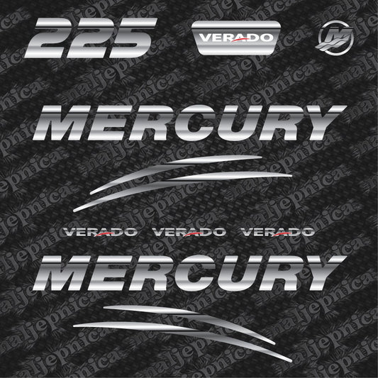 Mercury 225 Verado (2017) 3D Aftermarket Replacement Outboard Decal Sticker Set