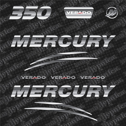 Mercury 350 Verado (2017) 3D Aftermarket Replacement Outboard Decal Sticker Set
