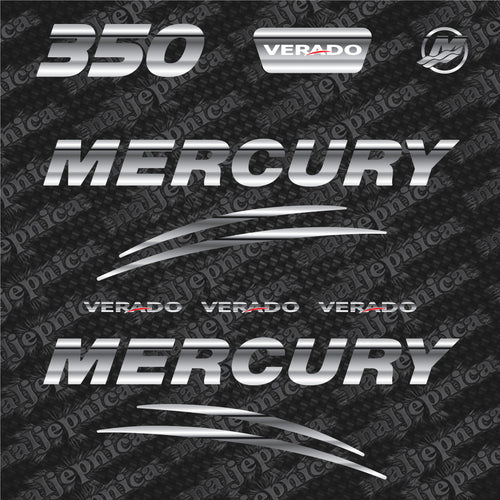 Mercury 350 Verado (2017) 3D Aftermarket Replacement Outboard Decal Sticker Set