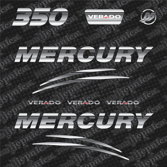 Mercury 350 Verado (2017) 3D Aftermarket Replacement Outboard Decal Sticker Set